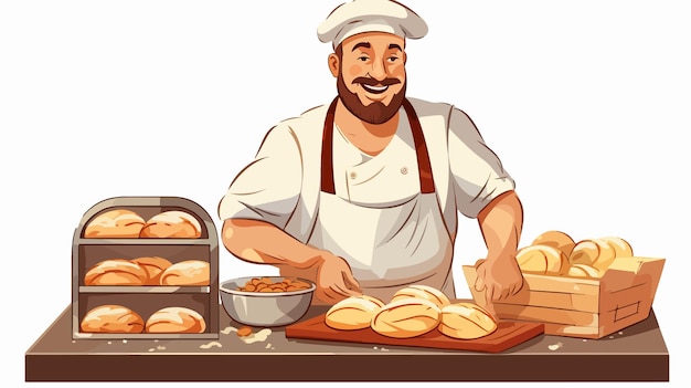 Male Baker Baking Christmas Bread Illustration