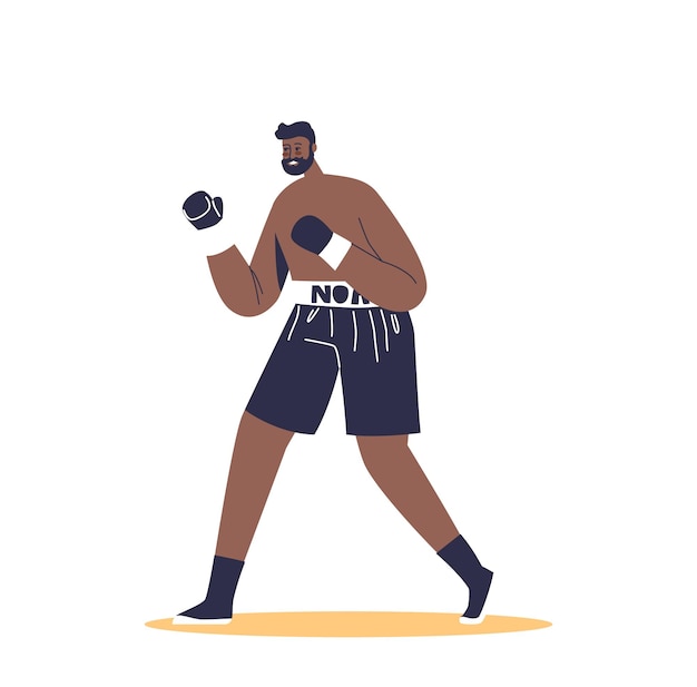 Vector male boxer wearing boxing gloves for fight box fighter ready for competition