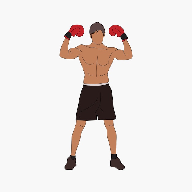 male boxing player line art illustration