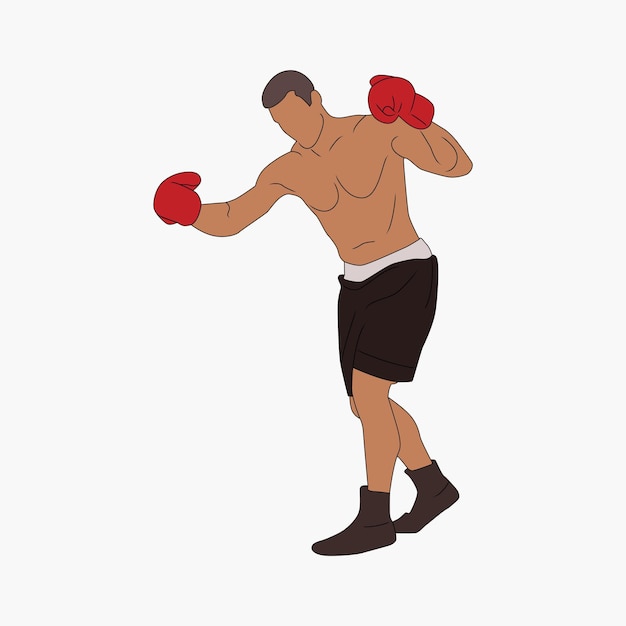 male boxing player line art illustration