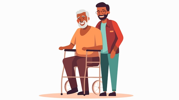 Male Caregiver Supporting Senior Man Compassionate Assistance Concept