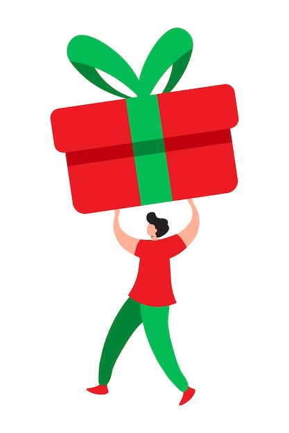 Male Character Holding A Christmas Present