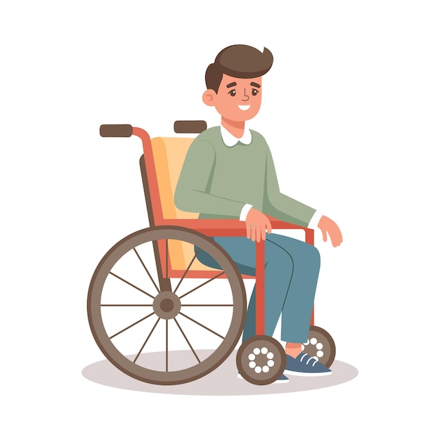 Male character in a wheelchair young man with disabilities Disability rights concept Illustration