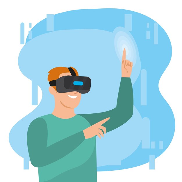 Vector male character with virtual reality glasses vector