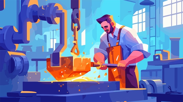 Vector male character working in metallurgy industry