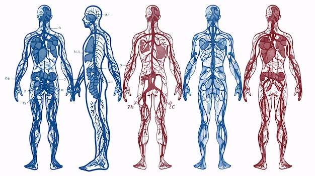 Vector male circulatory system anatomy vector illustration