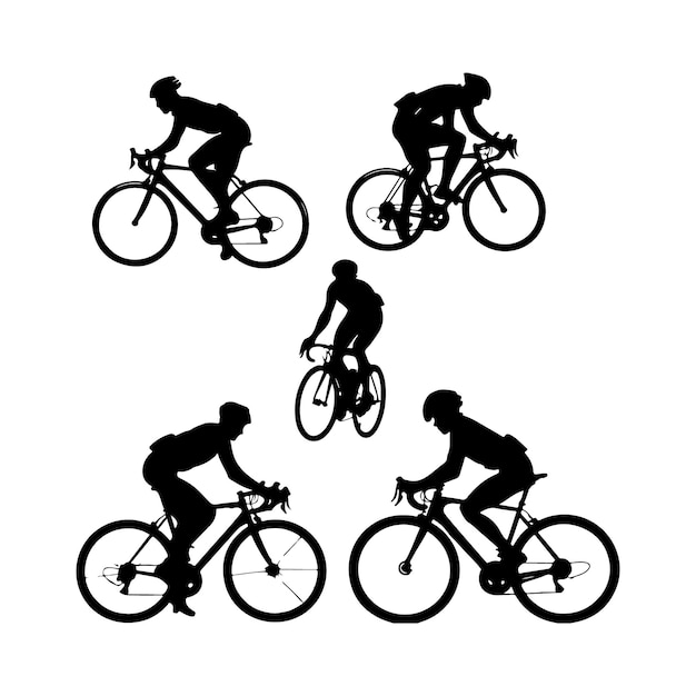 Male Cycling black silhouette sketch