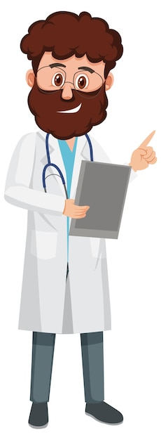 A male doctor cartoon character on white background