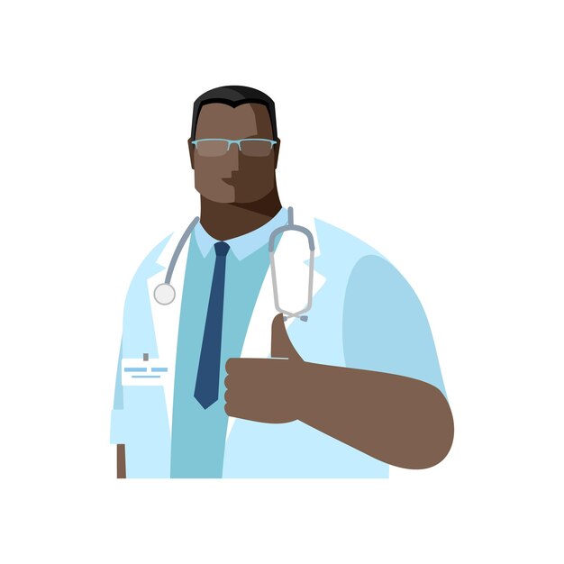 A male doctor shows a hand with a raised thumb a class OK like Vector image avatar