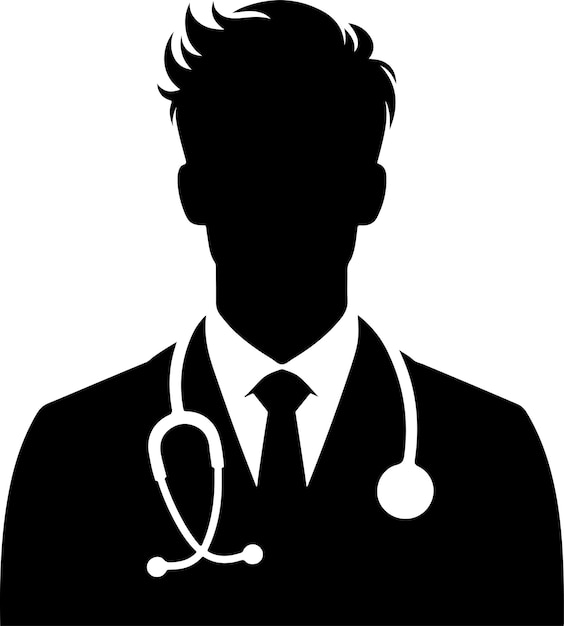 Vector a male doctor silhouette vector black color silhouette