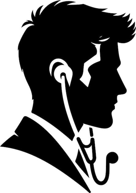 a Male Doctor silhouette vector black color silhouette