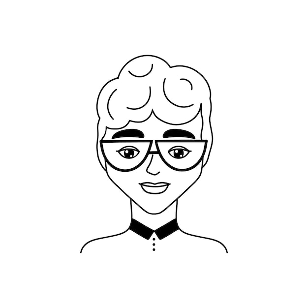 Male face in doodle style on white background.