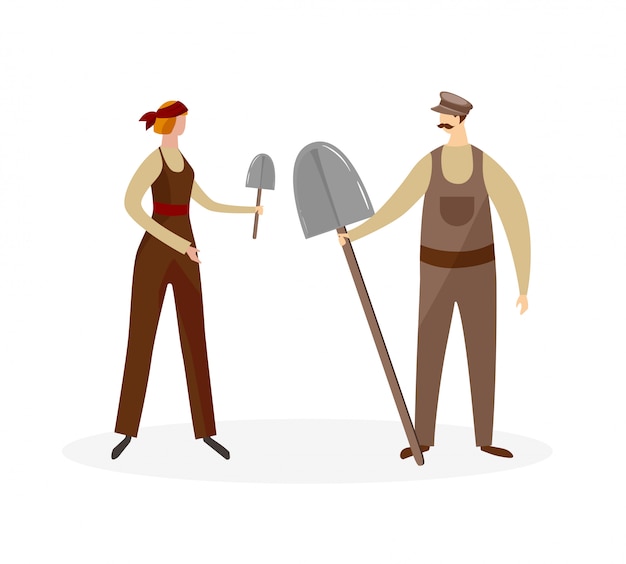 Vector male and female agricultural worker characters.