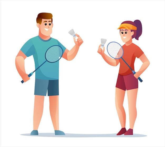 Male and female badminton player characters