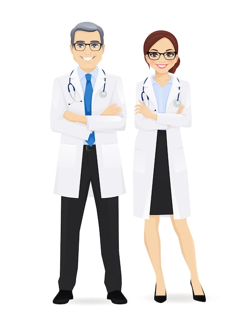 Male and female doctor isolated Man and woman profession characters vector illustration