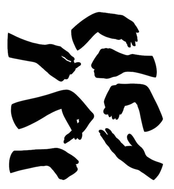 Male and female hand sign silhouette