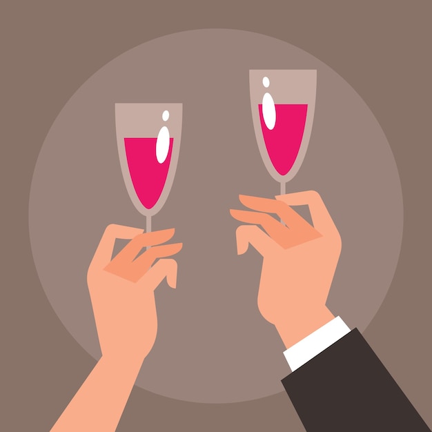 Male And Female Hands Holding Glasses Of Wine Isolated On Transparent Background