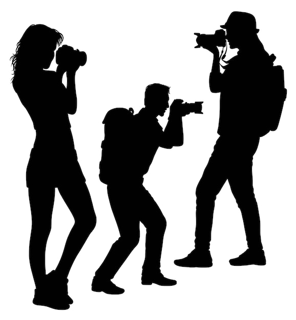 male and female photographer action silhouette