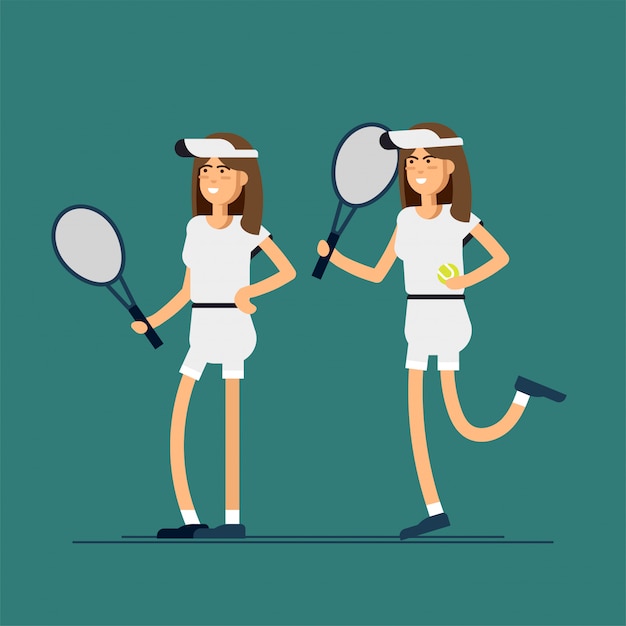 male and female tennis players in sport uniforms.