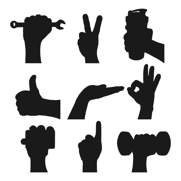 Male hand gestures Black silhouette