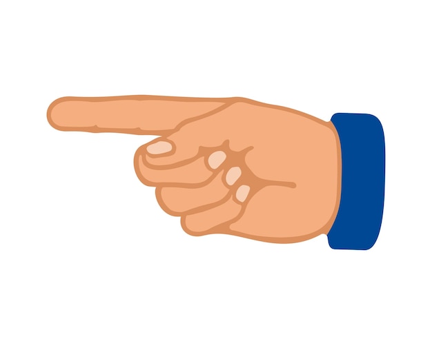 Male hand with index finger pointing at something. Icon, vector