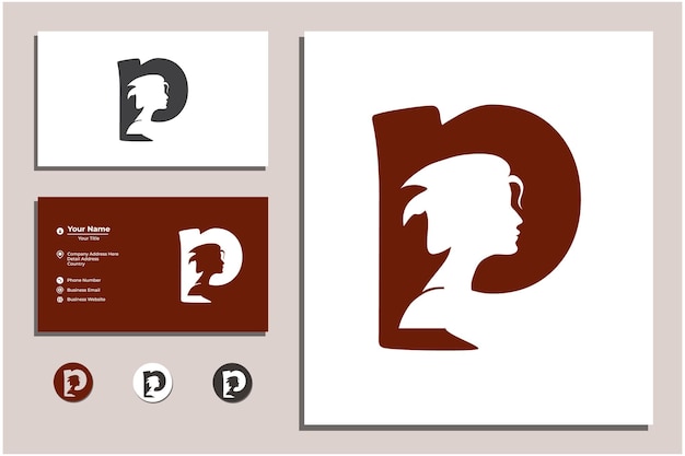 male head silhouette letter p