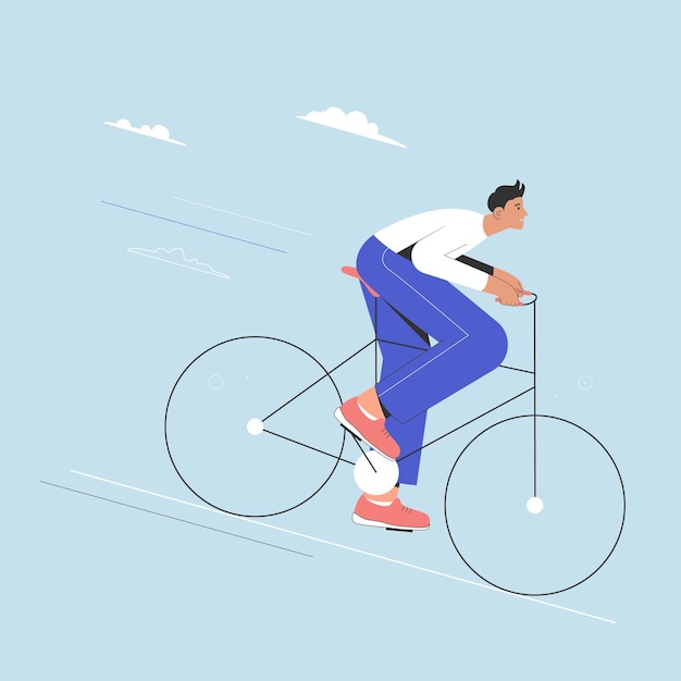 Male hipster riding bicycle