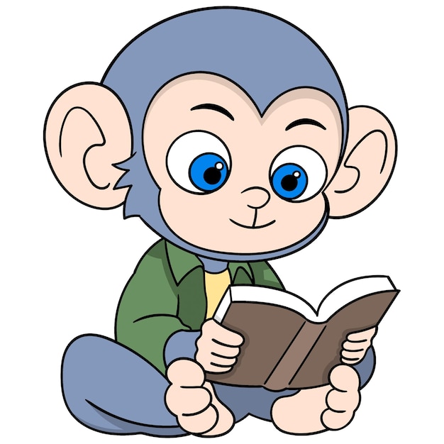 male monkey is sitting alone reading a book on economic stability