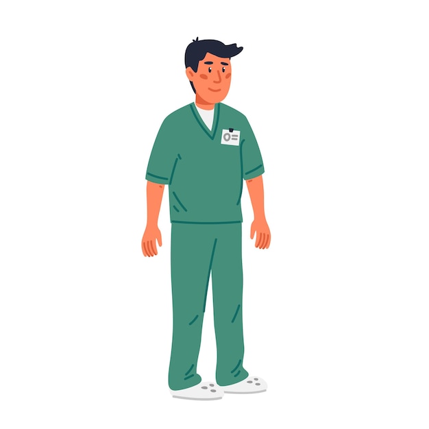 Male nurse or ward assistant in green scrubs