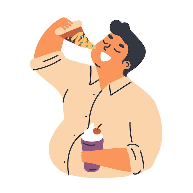 Male obesity problem concept flat vector illustration