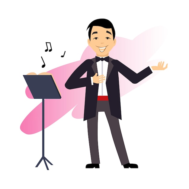 Male Opera Singer vector illustration in modern style for different use