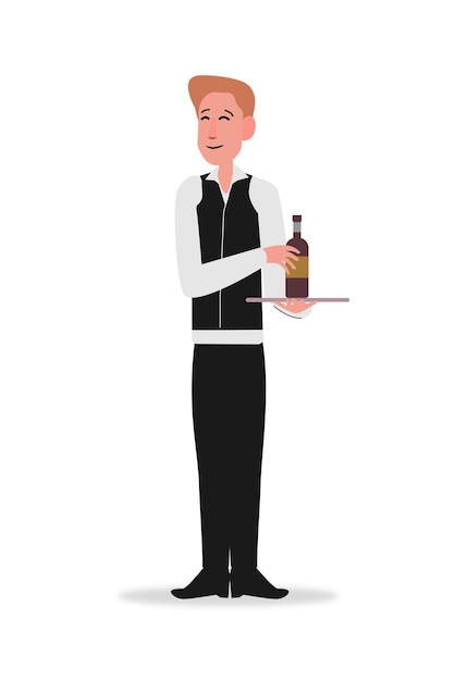 Vector male restaurant waiter