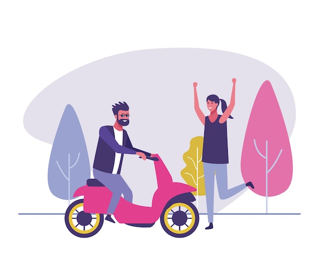 Male riding motorbike vector illustration graphic design