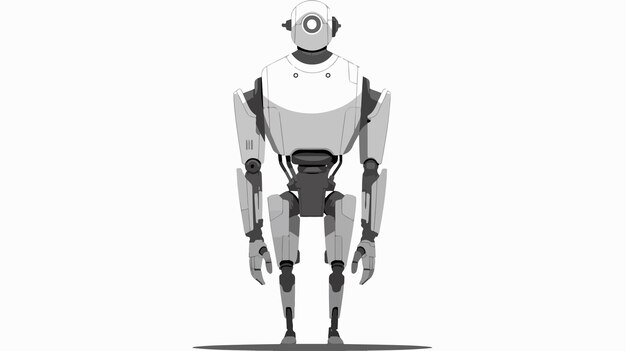 Vector male robot standing on isolated background