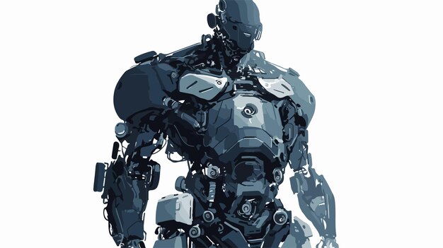 Vector male robot standing on isolated background