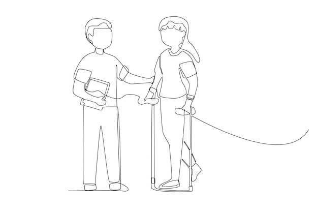 A male therapist helps the patient practice line art