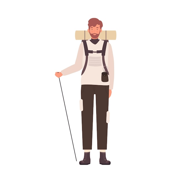 Male tourist with travel backpack