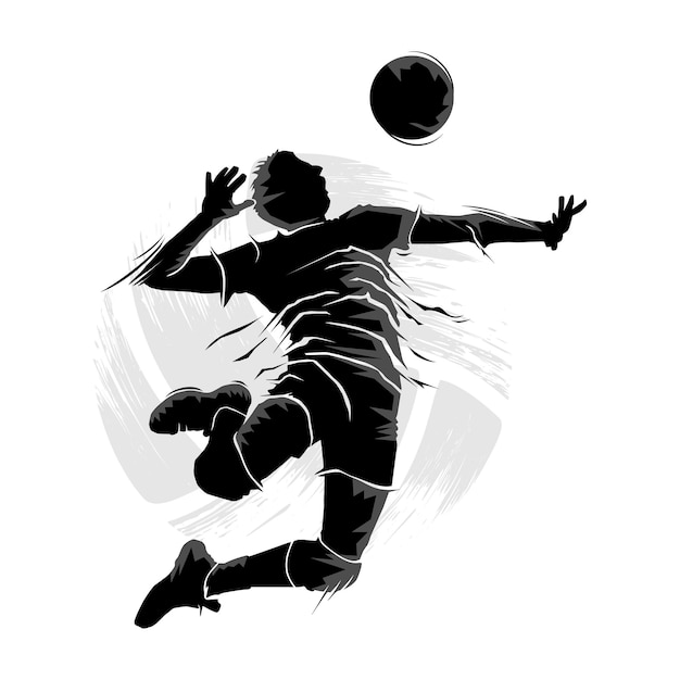 Male volleyball player jumping and hitting the ball. Abstract silhouette