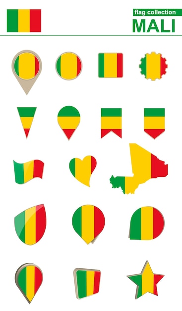 Mali Flag Collection Big set for design