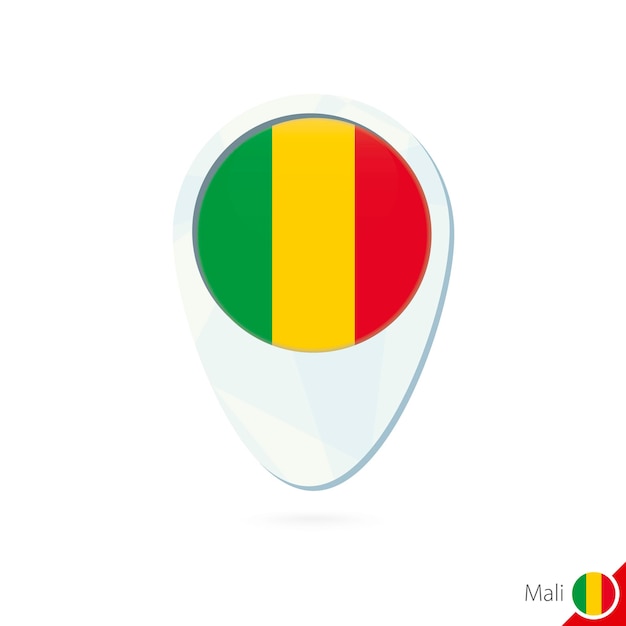 Mali flag location map pin icon on white background