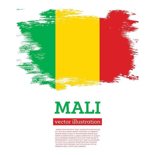 Mali Flag with Brush Strokes Independence Day