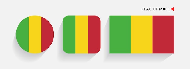 Mali Flags arranged in round square and rectangular shapes