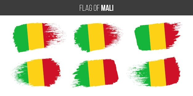 Mali flags Brush stroke grunge vector illustration flag of mali isolated on white