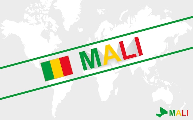 Mali map flag and text illustration