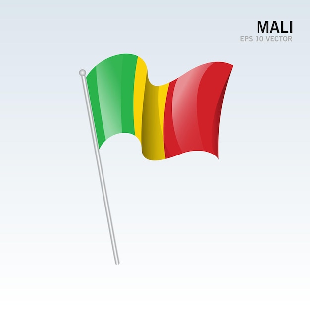 Mali waving flag isolated on gray