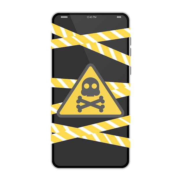 Malicious Email Problem with Phone Message with a Skull on Phone Screen