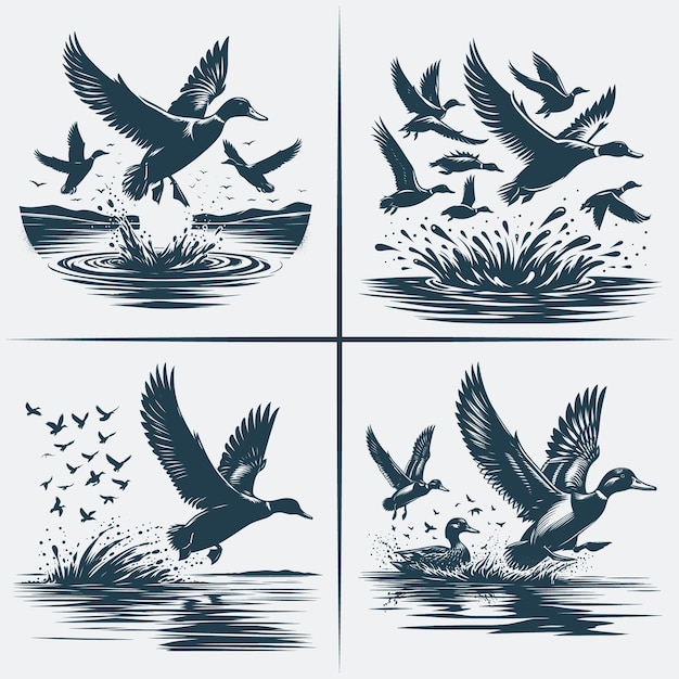 Mallard Duck svg hunting vector Bundle file Flying Wood Duck Water Landing svg