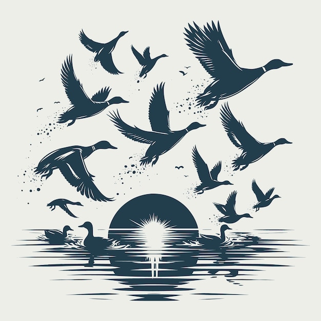 Mallard Duck svg hunting vector silhouette Bundle file