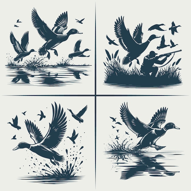 Mallard Duck svg hunting vector silhouette Bundle file