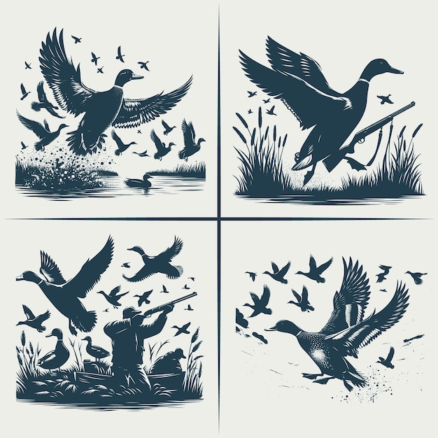 Mallard Duck svg hunting vector silhouette Bundle file